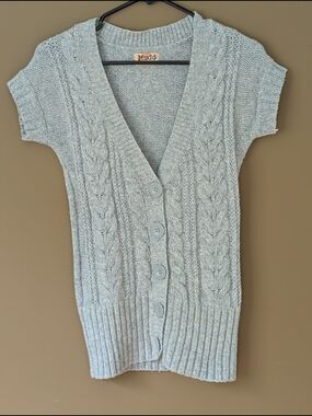 Mudd Short Sleeve Cable Knit Button-Front Cardigan